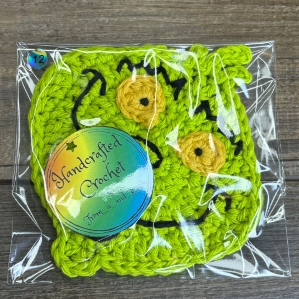 Grinch Coasters Christmas Holiday Handcrafted Crochet by Seller Cotton‎